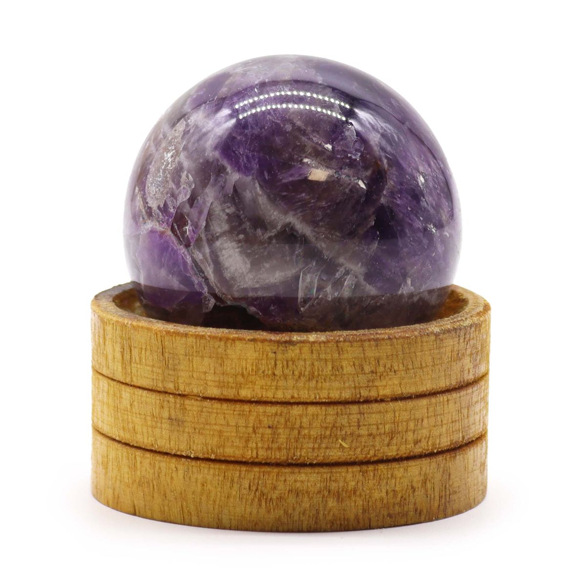 Esfera de cristal de ametista africana de 50 mm com suporte