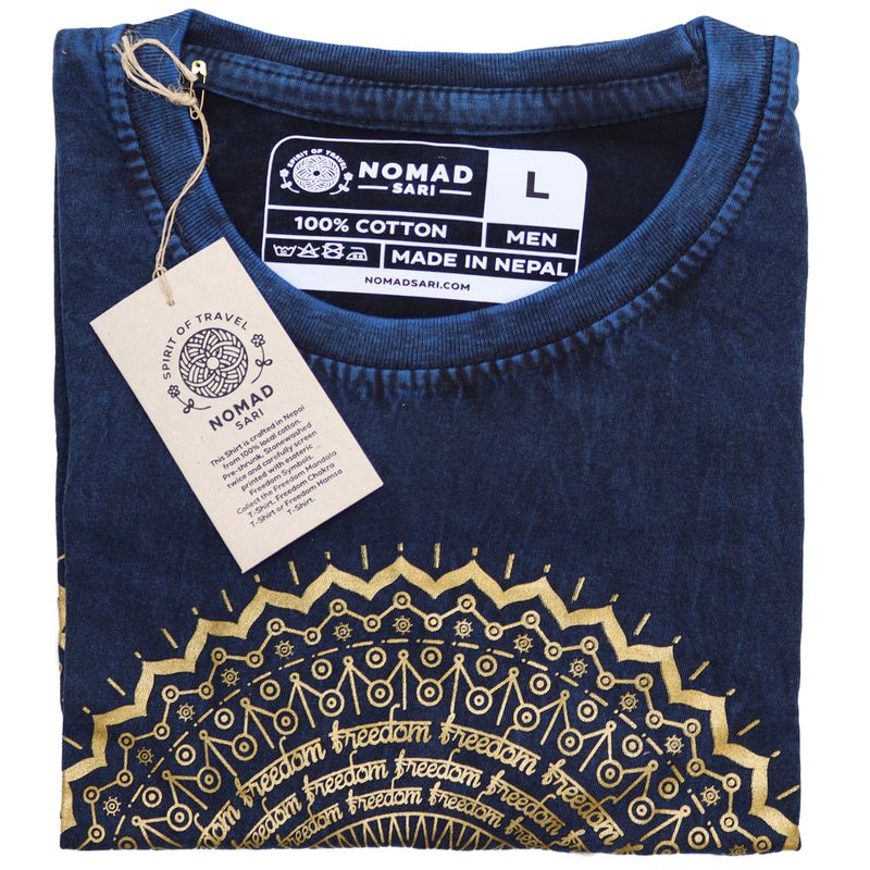 Velké Stone Washed Tričko - Mandala - Modré