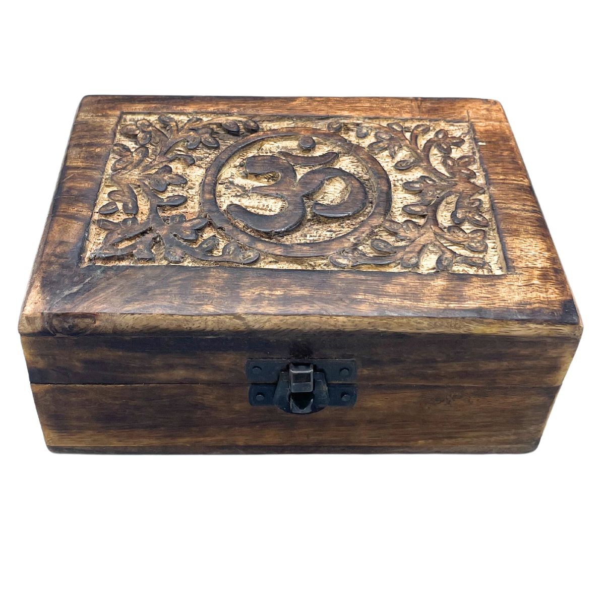 Caixa de recordações média em madeira 15x10x6 cm - Om