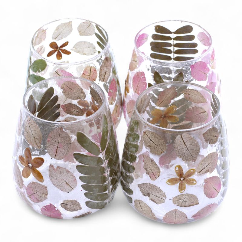 Natural Floral Glass - Vase Candle Holder - Spring - (12x11cm)