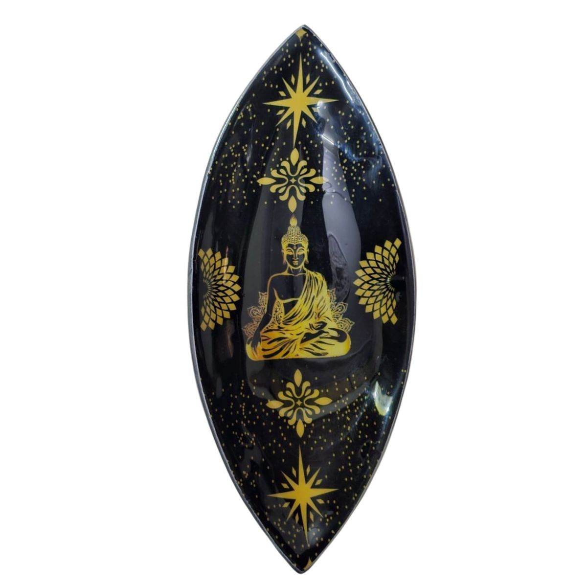 Porta-incensos esmaltado - Alumínio - Buda dourado e preto