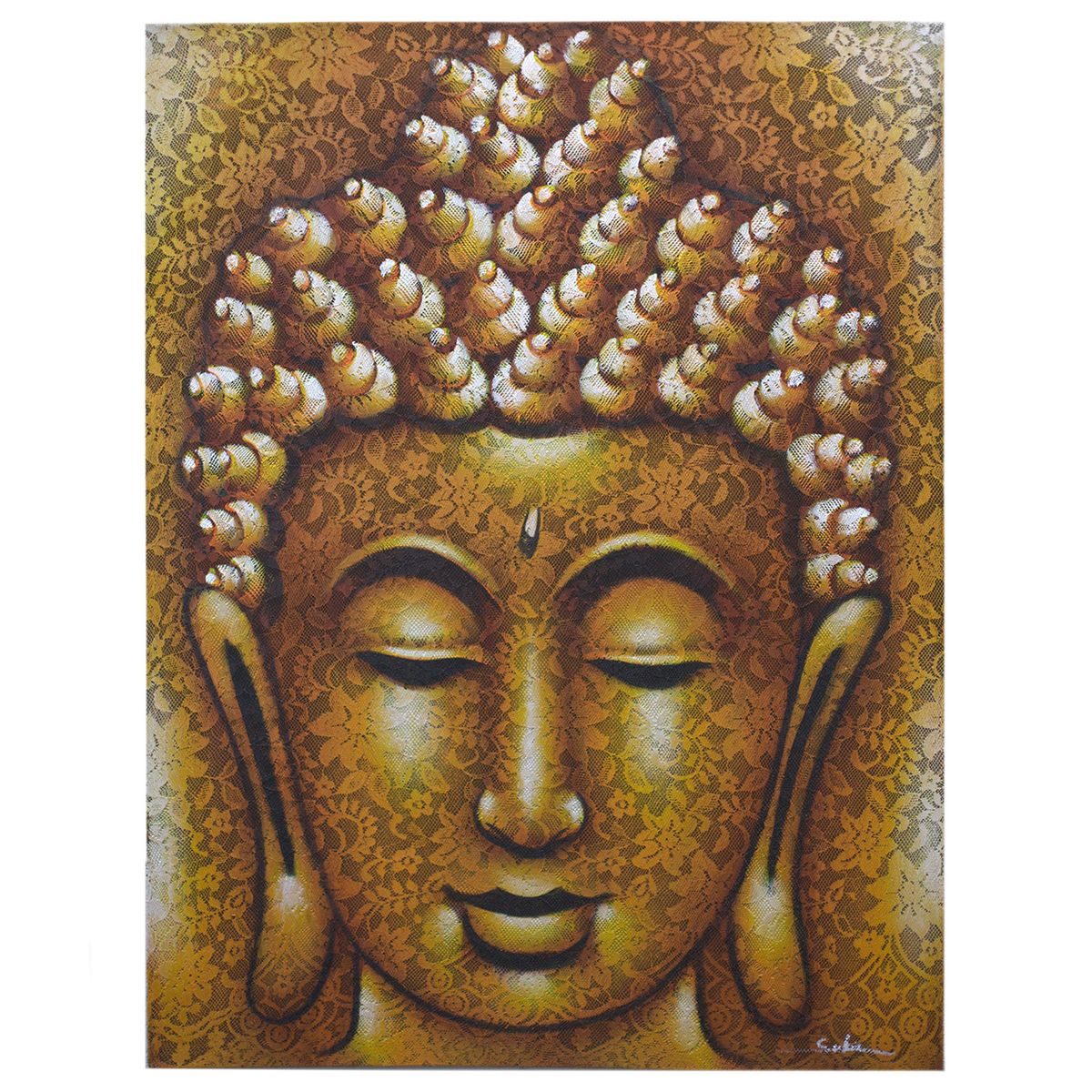 Quadro de Buda - Detalhe de brocado dourado