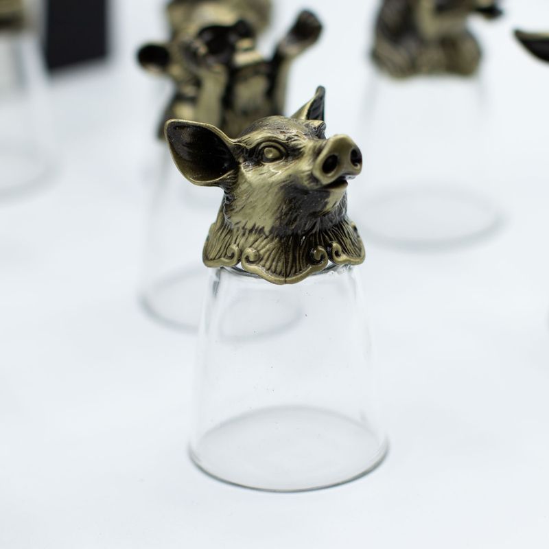 Vasos de chupito Bottom Up (25ml) - Bosque y Criaturas Místicas - Bronce Antiguo