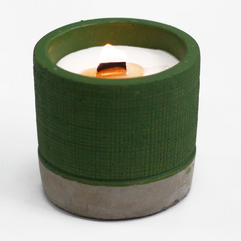Bougie Béton Pot Vert - Herbes