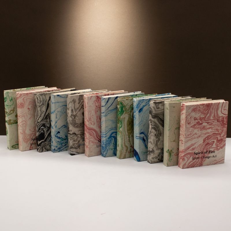 Med Marbled Four Elements Notebooks - (12x8cm) - 40 leafs (6x2 assorted Des) - In Display Case