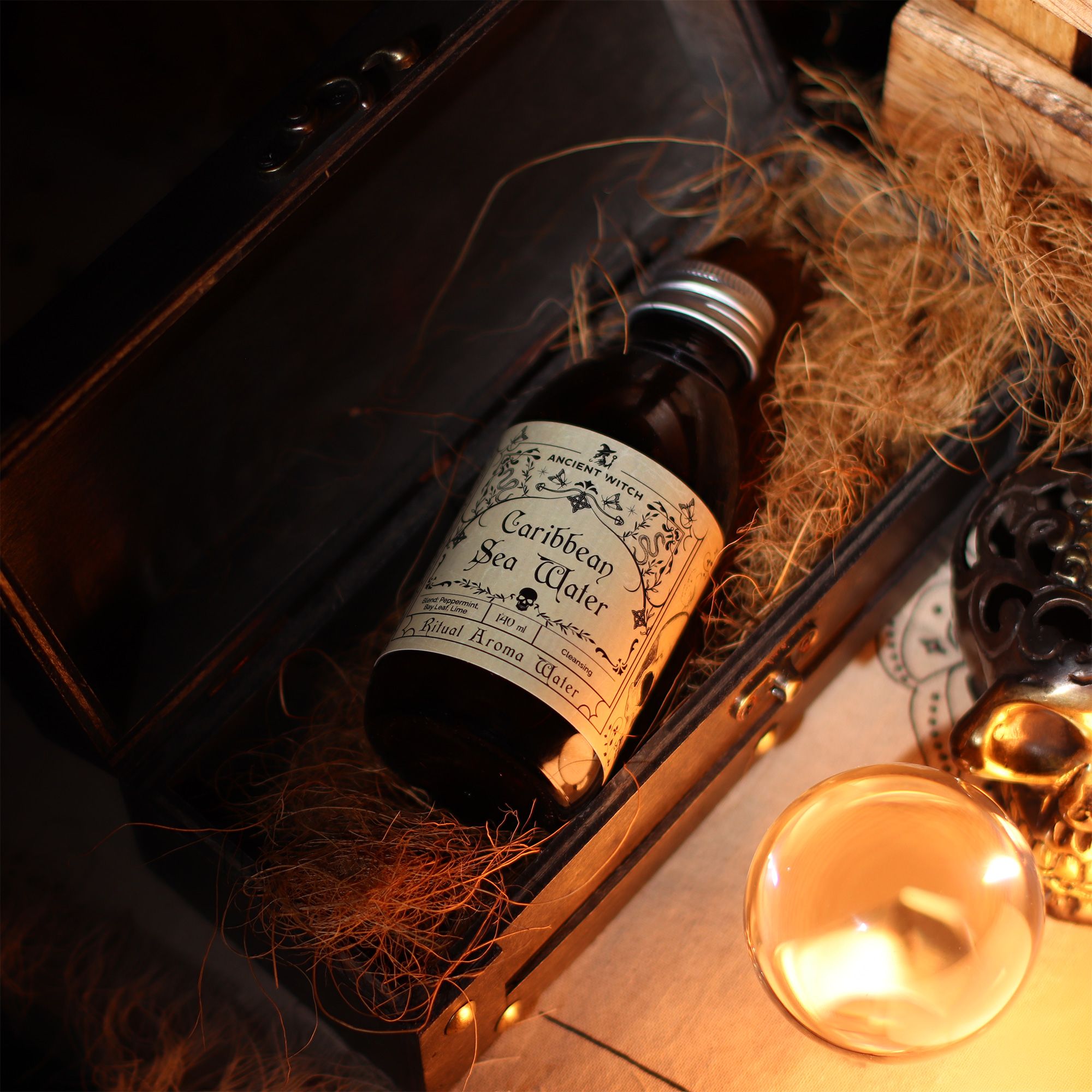 Águas Rituais de Bruxa Antiga - Água do Mar do Caribe