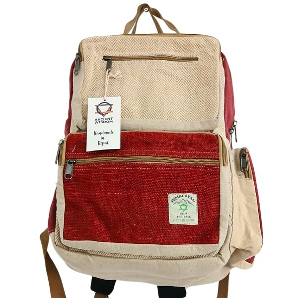 Grand Sac à Dos Rectangulaire en Chanvre - Vin & Crème