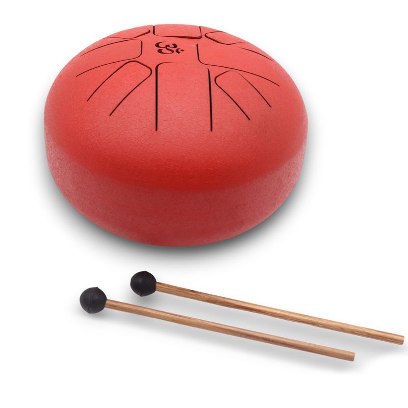 Tambour Tongue Drum en Acier Medium OM Rouge - 22x16 cm