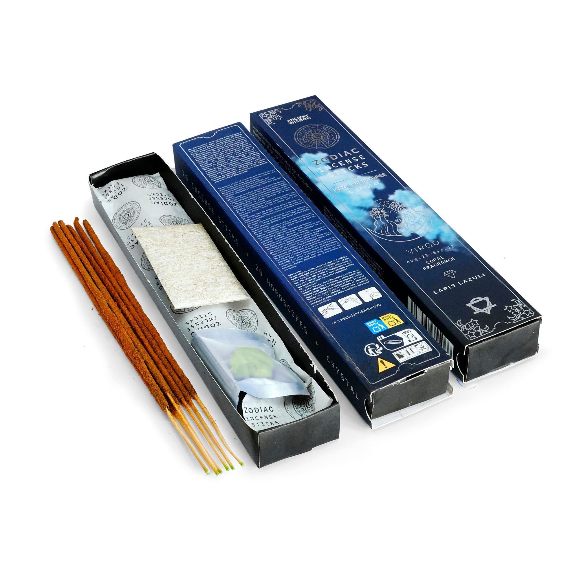 Copal Incense Sticks with Lapis Lazuli & Virgo Horoscopes - 20 Sticks