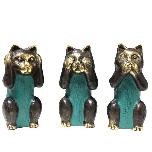 Conjunto de 3 - Não ver, não ouvir, não falar mal - Gatos de latão