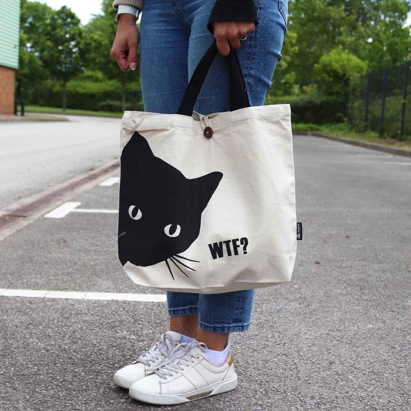 Iconic Classic Tote Bag - Black Cat - Natural 10oz (36x43x10cm)
