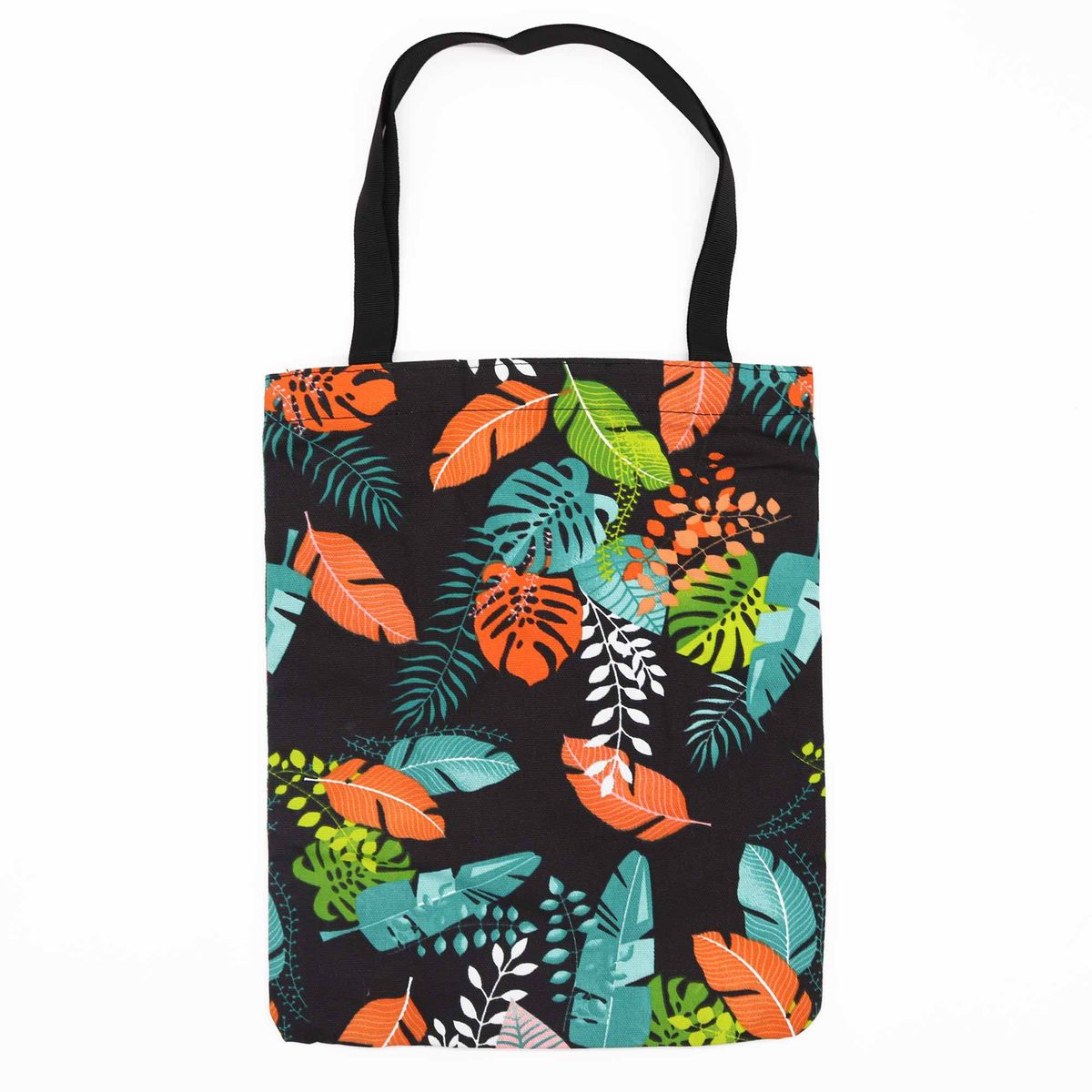 Saco Tote Clássico com Fecho (Motivo Tropical Escuro) 40x34 cm