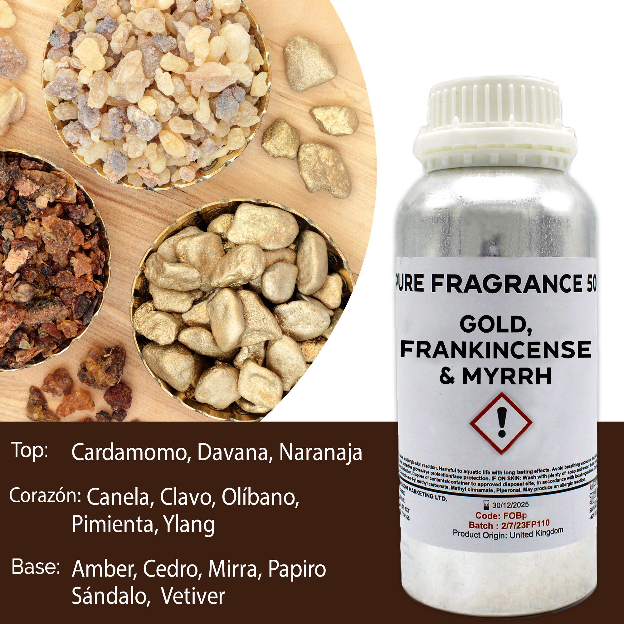 Óleo de Fragrância Puro Ouro, Incenso e Mirra - 500ml