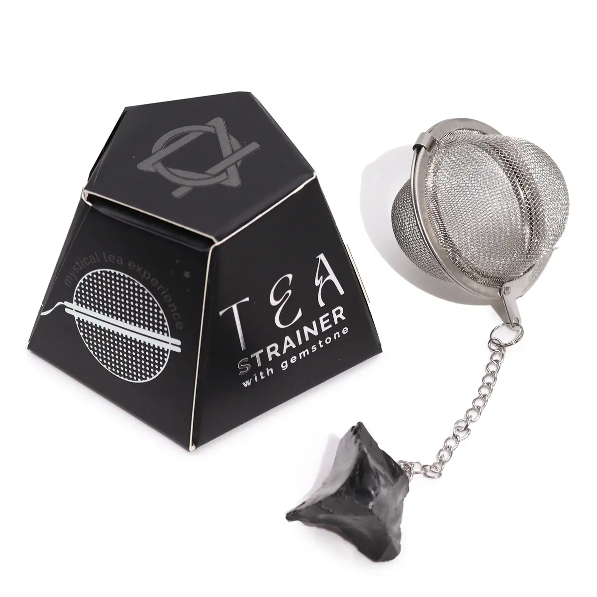 Raw Crystal Gemstone Tea Strainer - Black Obsidian — Tea · GlowDuty apothecary