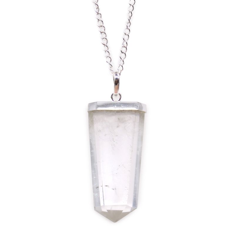 Pendentif crayon plat en pierres précieuses - Quartz de roche