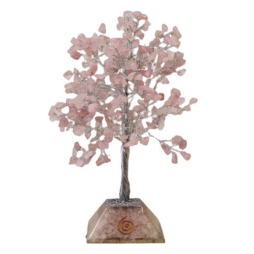 Árbol de Gemas con base de Organita - 320 piedras - Cuarzo rosa