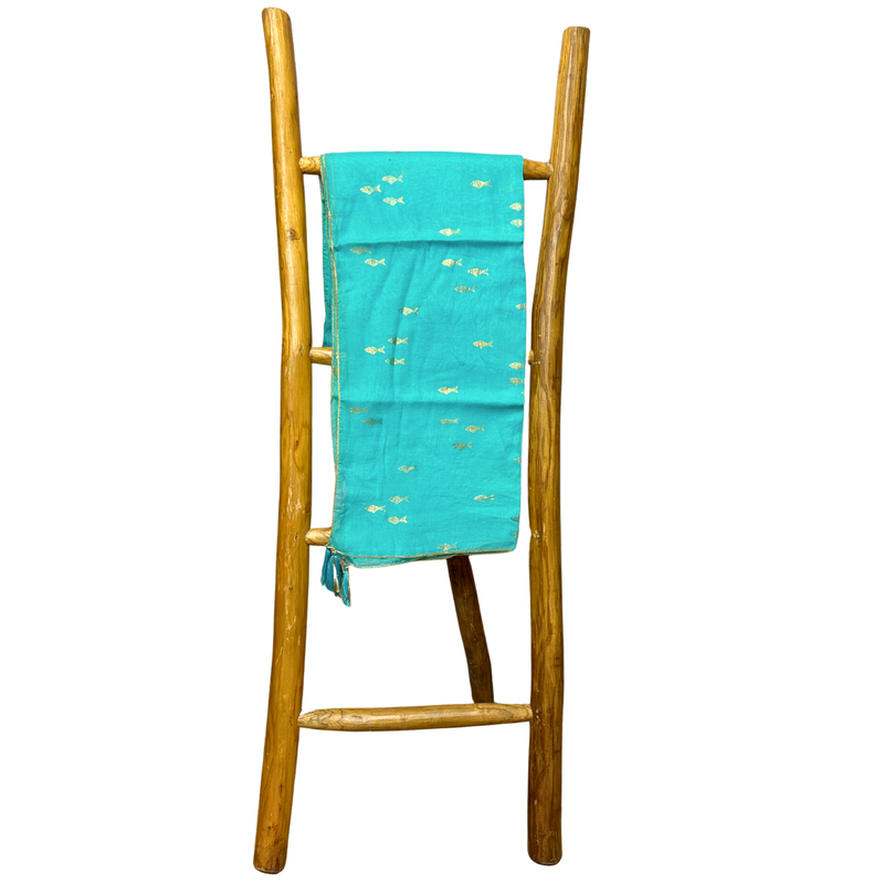 Nomad Sari - Pareo - Turquoise & Gold Fish Design