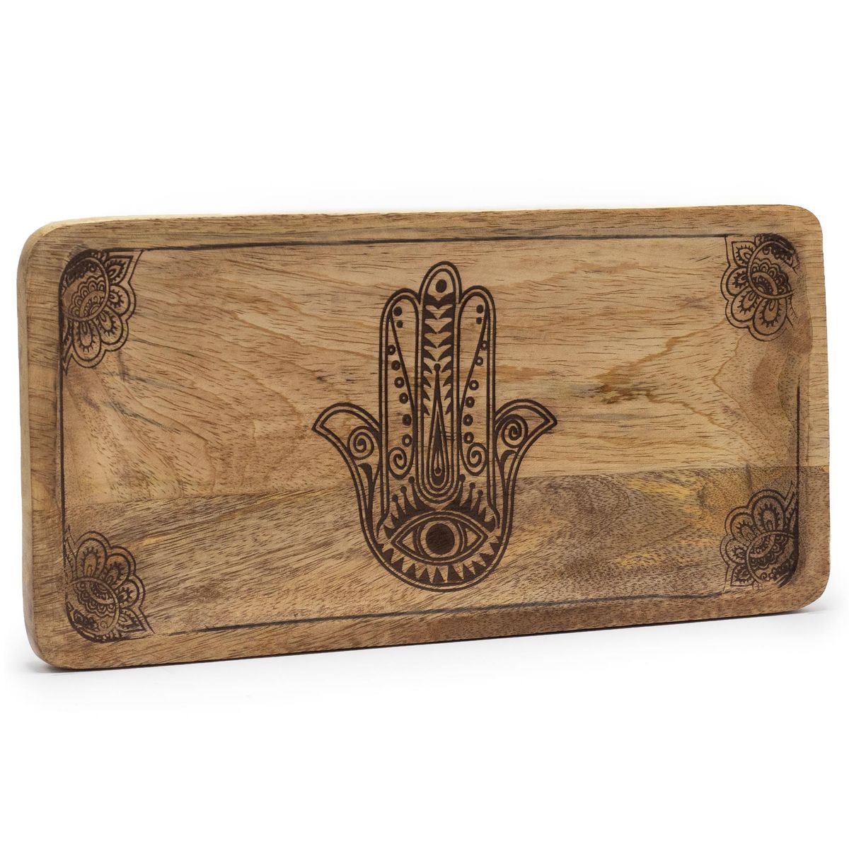 Bandeja comprida 30x15x2,5 cm - Hamsa Preta