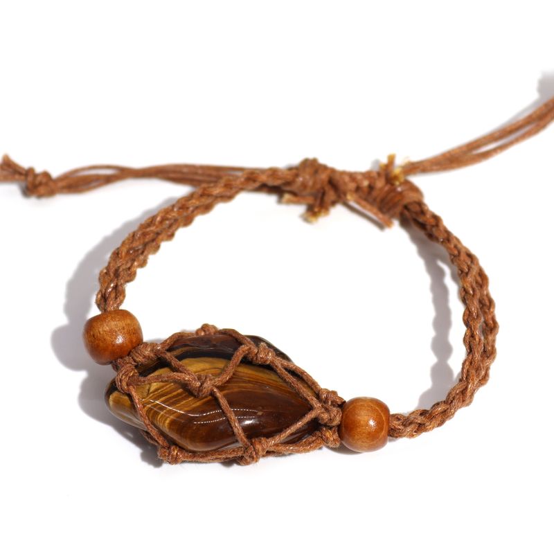 Bracelet en cordon pour  pierres précieuses 20-28 cm/7,8-11 pouces - Marron