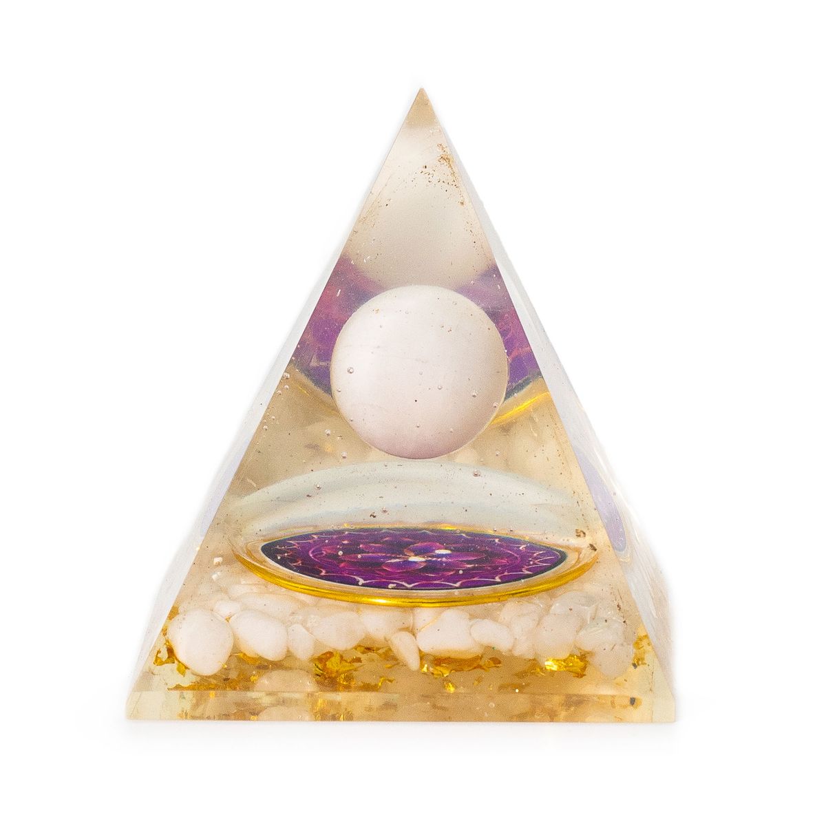 Pirâmides de orgonita médias 7x6 cm - Esfera de quartzo flutuante - Pedaços de quartzo
