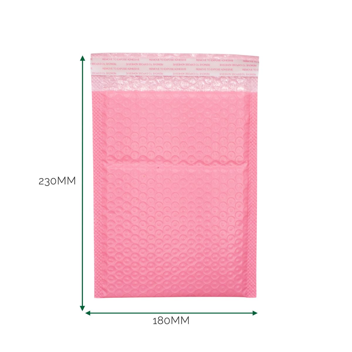 Envelope de bolhas de polietileno rosa (180x230+40 mm)