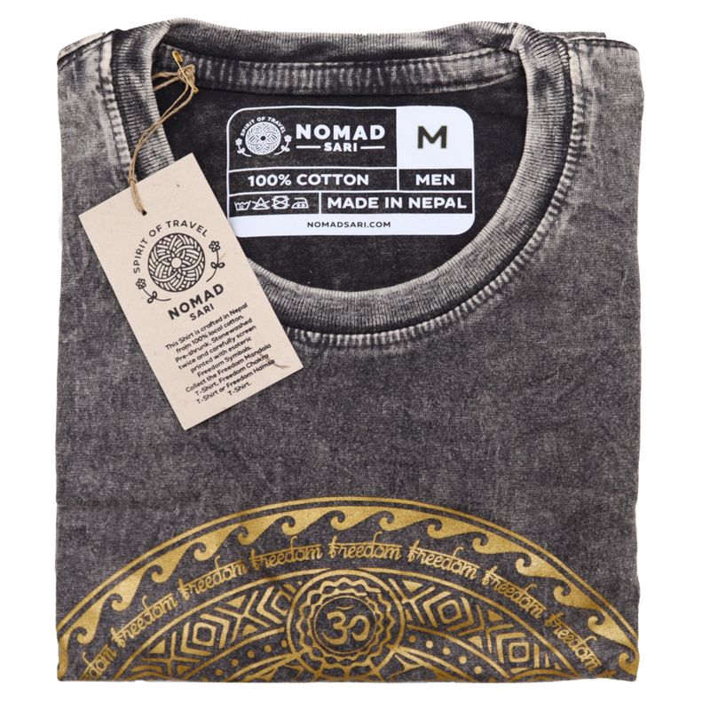 Nomad Sari Stonewashed Cotton T-Shirt – Chakra – Dark Grey – Medium