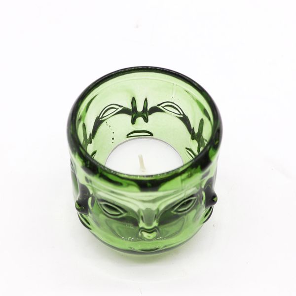 Set of 2 Buddha Faces Candle Jar - Garden Jade