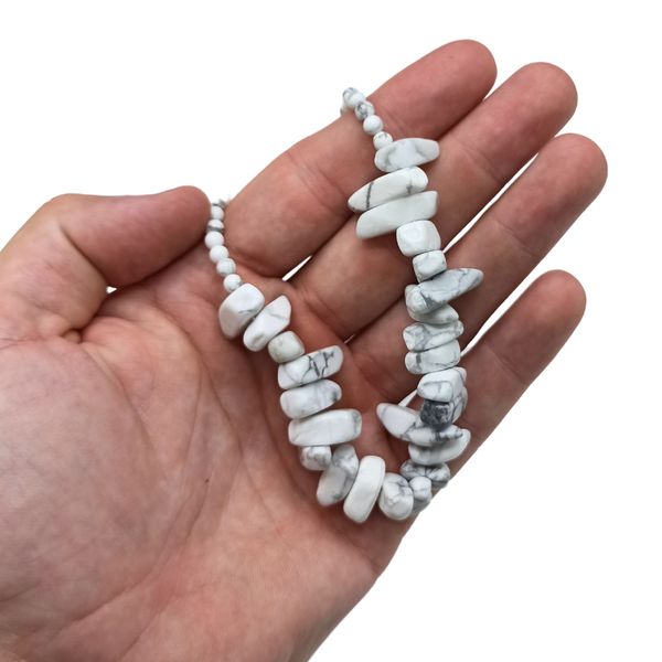 Collier de Gemmes Longues - Jaspe Blanc