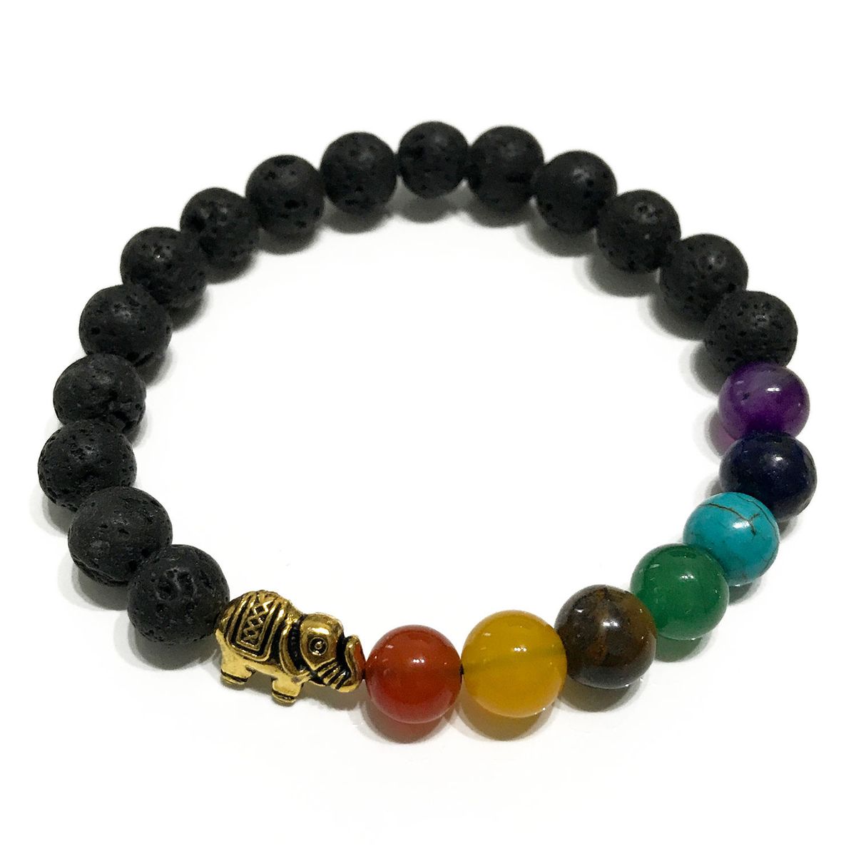 Pulseira de Pedra de Lava - Elefante - Chakra