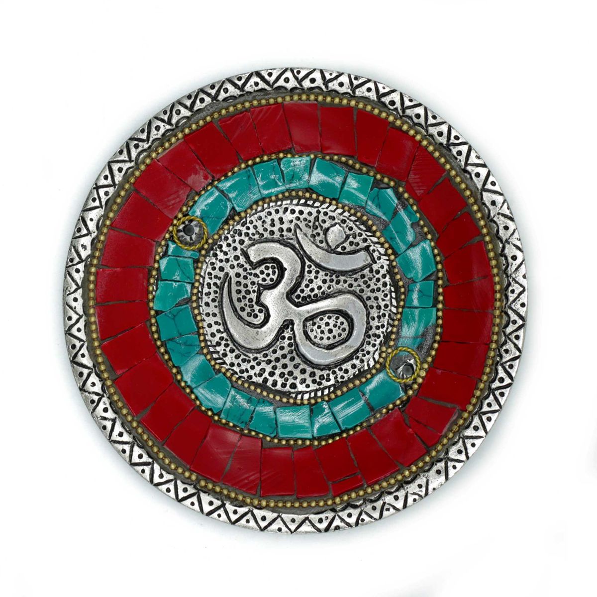 Prato Om Decoração Tibetana Porta-conos e Varas