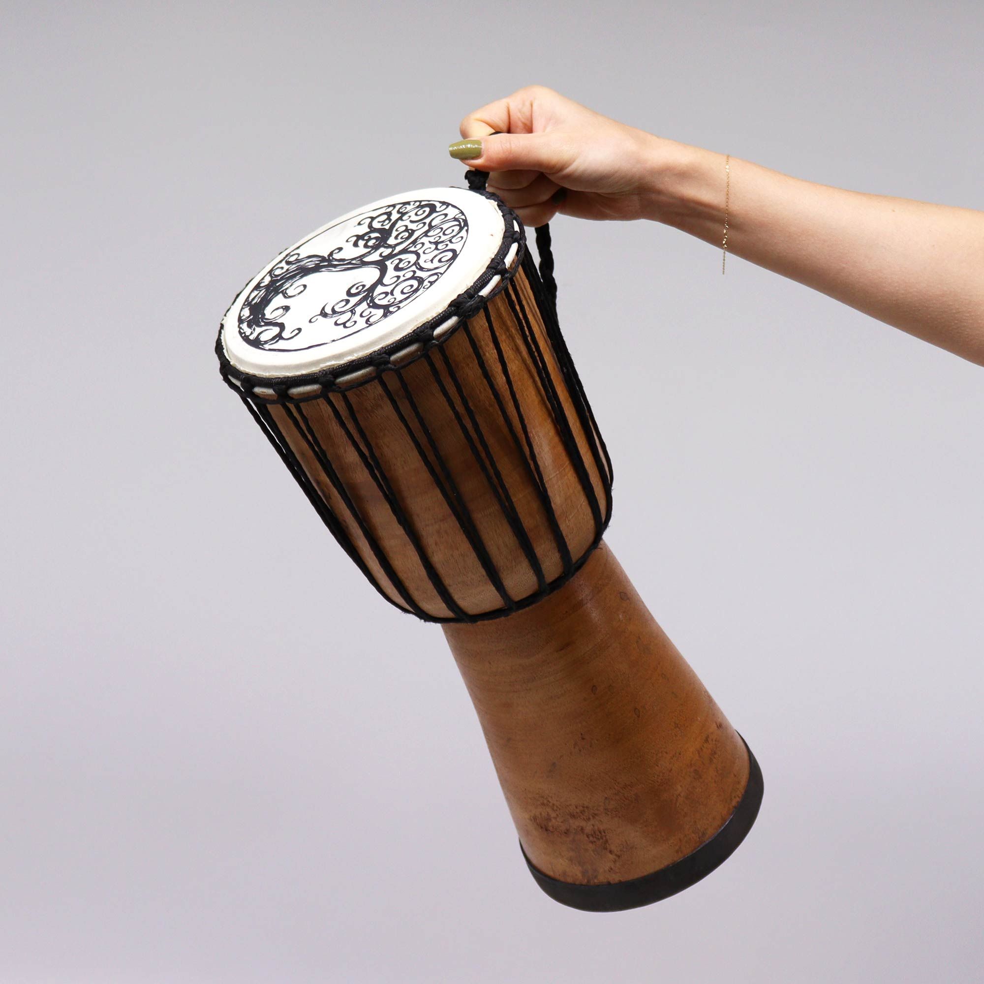 Tambor de Djembe de Topo Largo Feito à Mão - 40cm