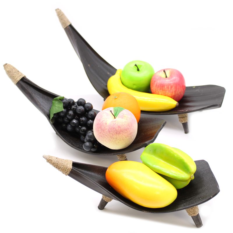 Ensemble de Bols à Fruits en Feuille de Noix de Coco - Chocolat