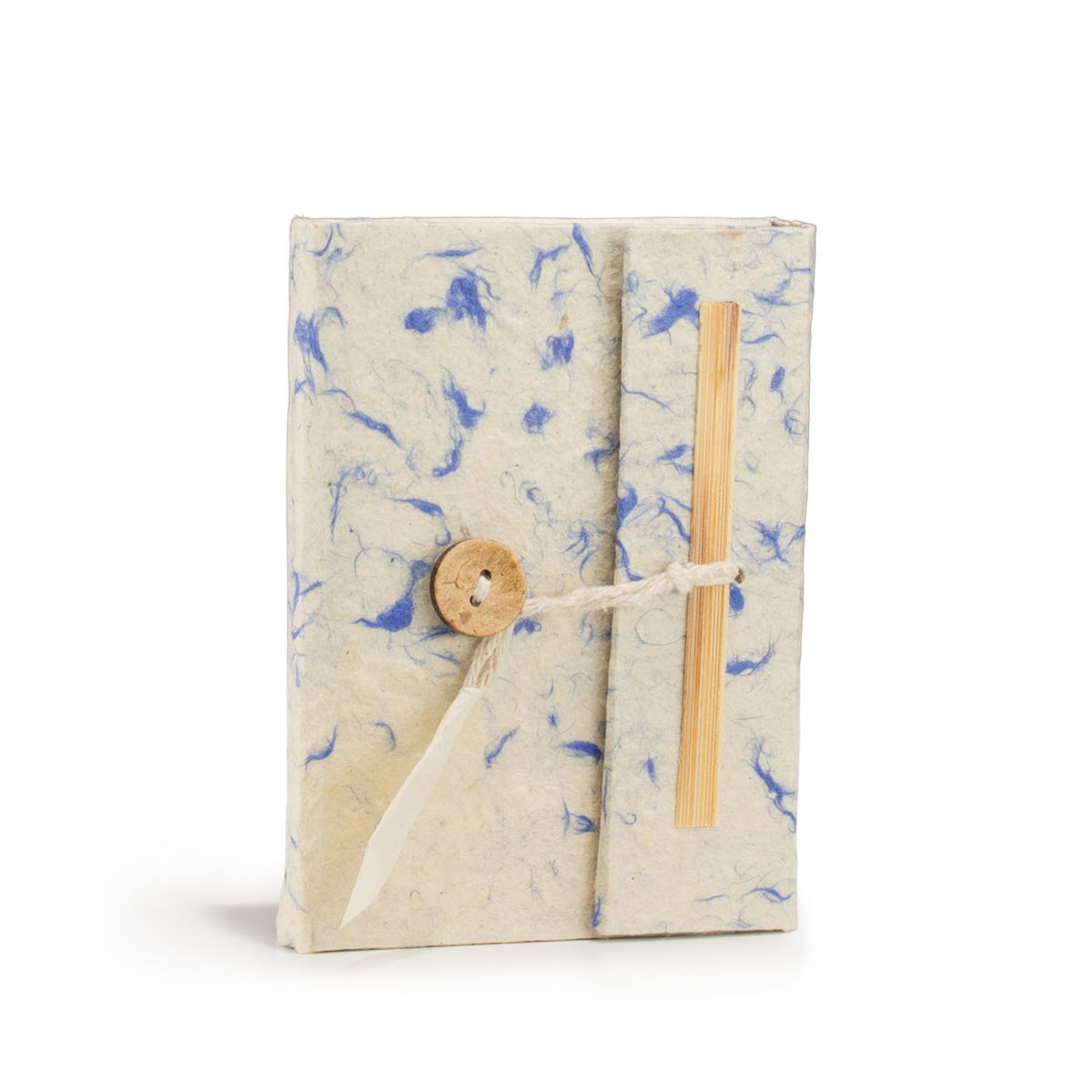 Caderno grande de algodão azul misto Mini Lokta (12x8 cm) - 40 folhas
