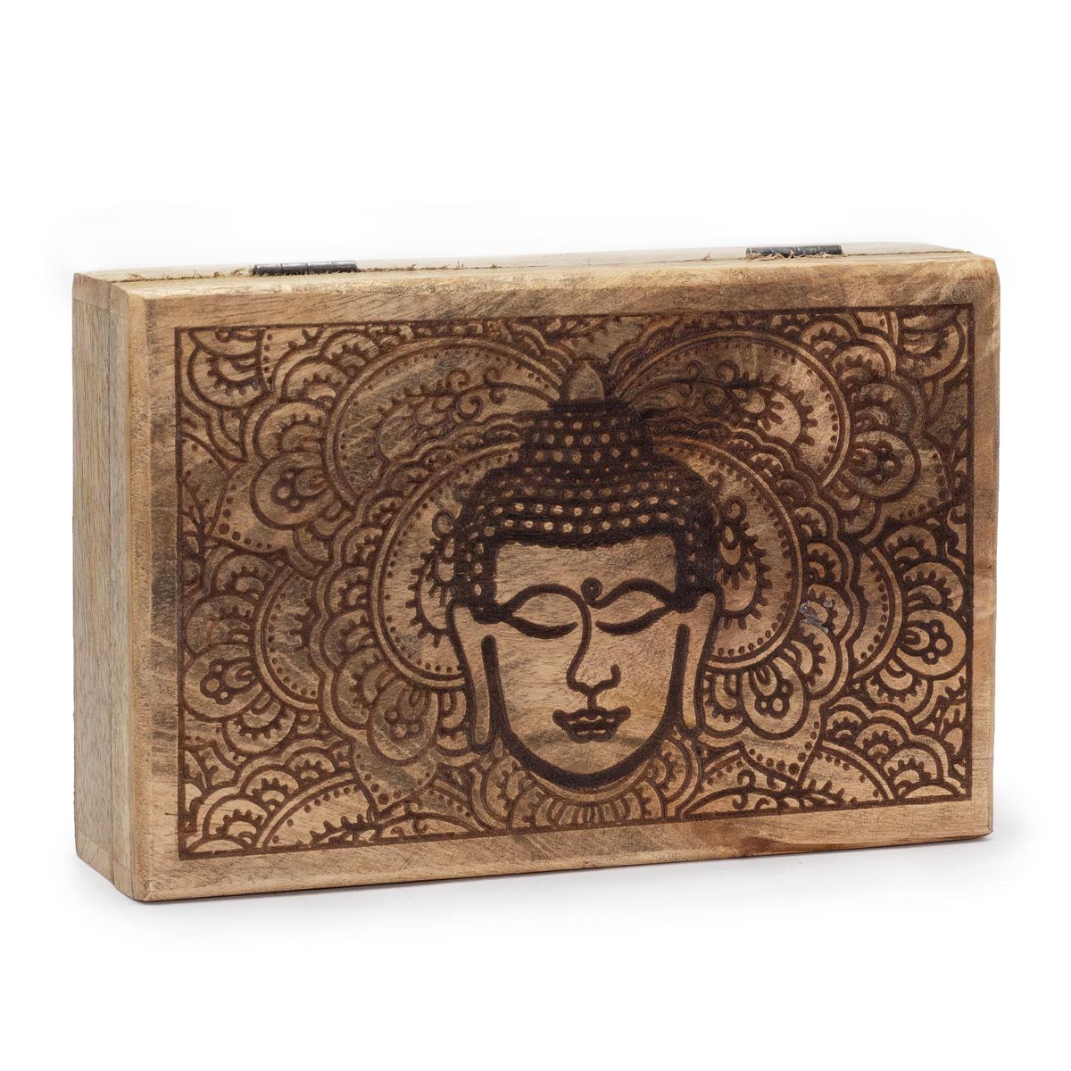 Caixa retangular grande 21,5 x 14 x 6,3 cm - Rosto de Buda Preto