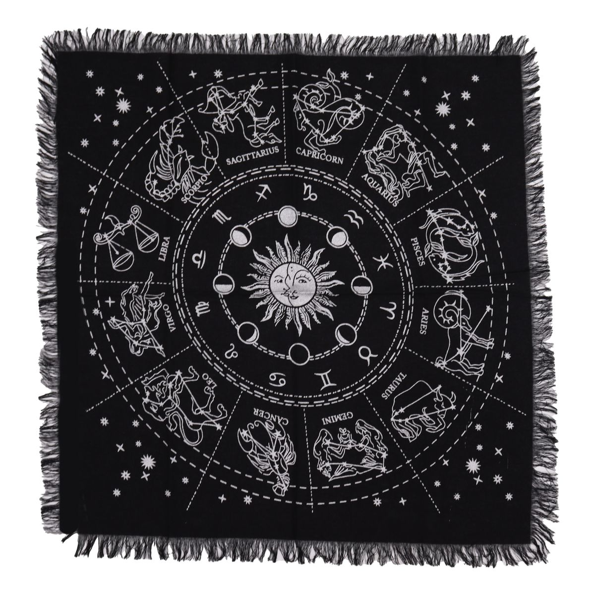 Toalha de altar esotérica com franjas - Horóscopo