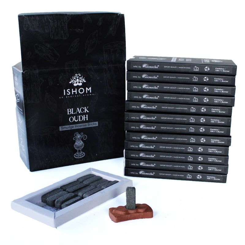 Pack de 15 Briques d'Encens Naturel et Brûleur - Bois Noir