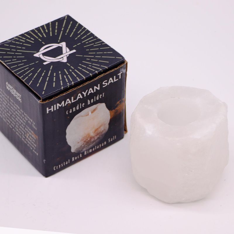 Porte-bougie en Sel de l'Himalaya - Cristal de Roche 600-800g