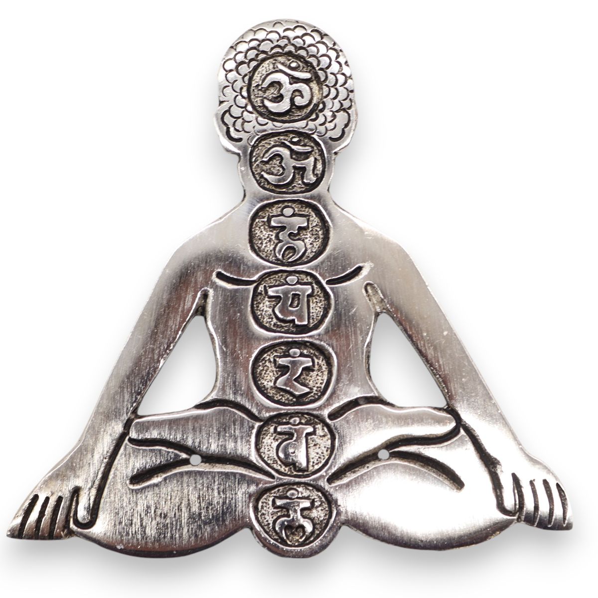 Porta-incenso Yoga Sete Chakras em Alumínio Polido 12x12 cm