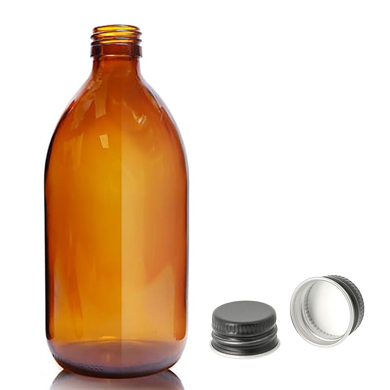 500ml Jantarová Skleněná Lékovka  - Bez Uzávěru