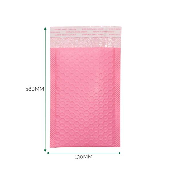 Rosa poly bubbelkuvert (130x180+40mm)