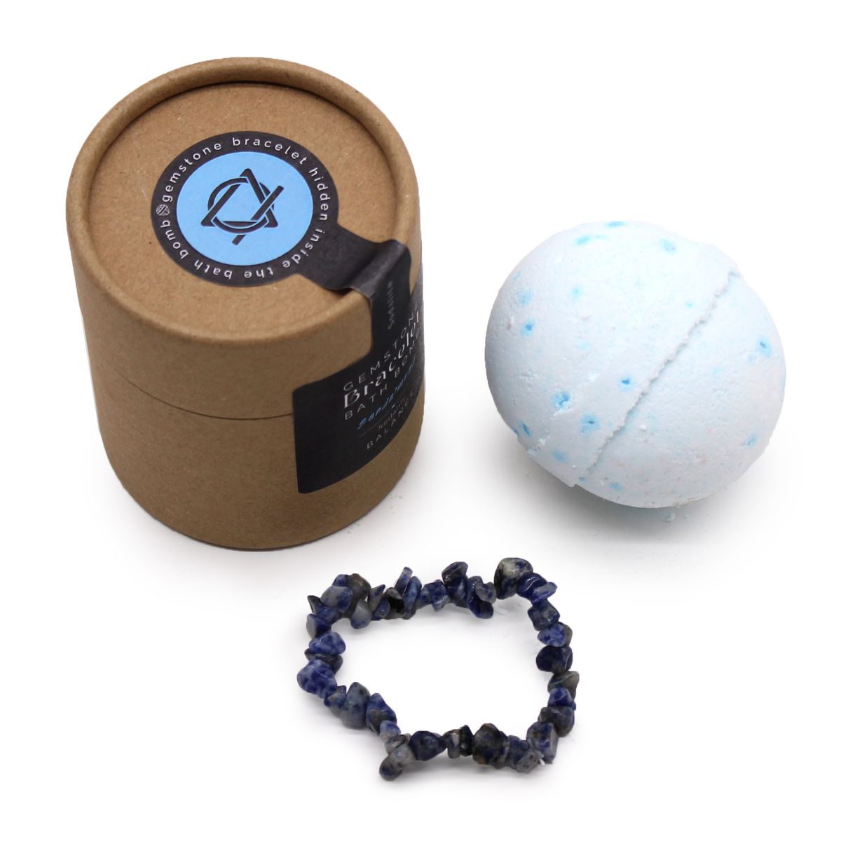 Bomba de banho com pulseira de pedras de sodalita