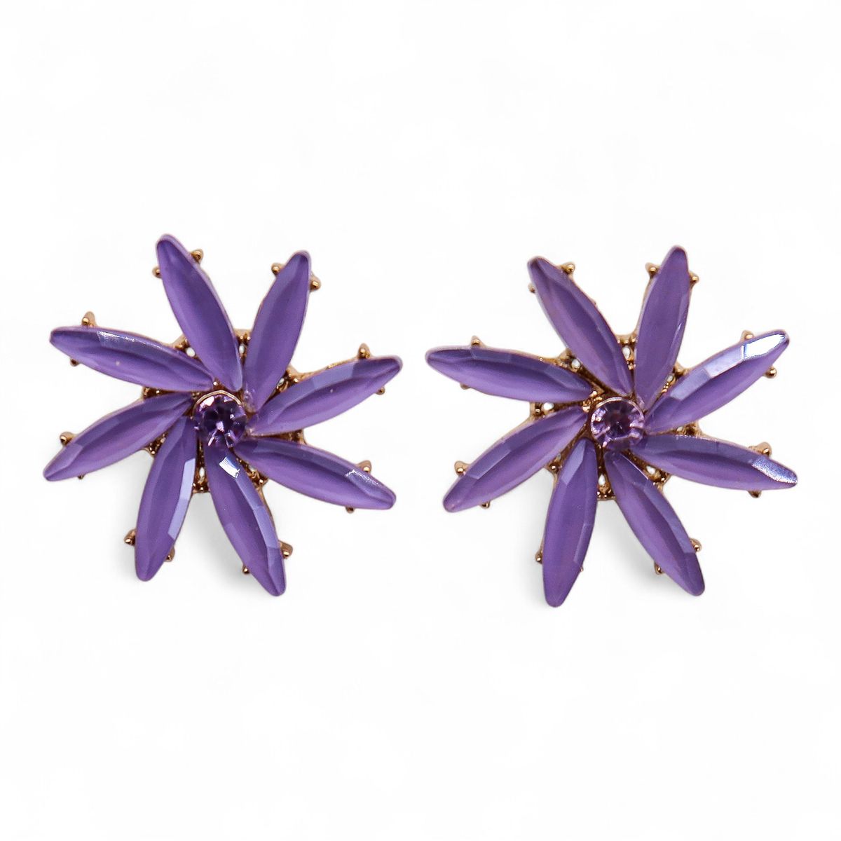 Brincos de Cristal Vintage - Flores - Lavanda