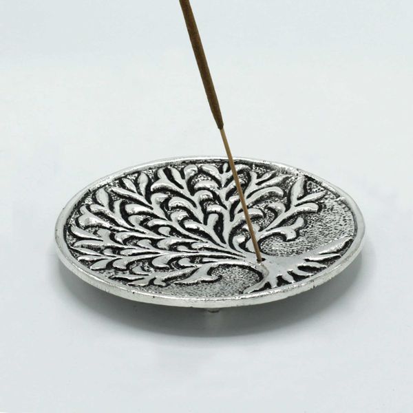 Porte-encens Arbre de Vie en Aluminium Poli 10cm