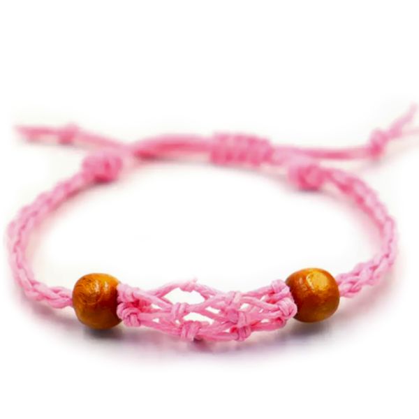 Bracelet en cordon pour pierres précieuses 20-28 cm/7,8-11 pouces - Rose