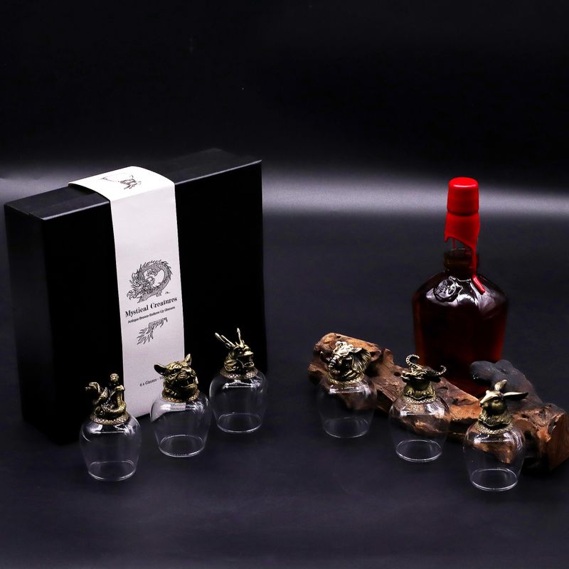 Gift Set of 6 Bottom Up Glasses (100ml) - Mystical Creatures