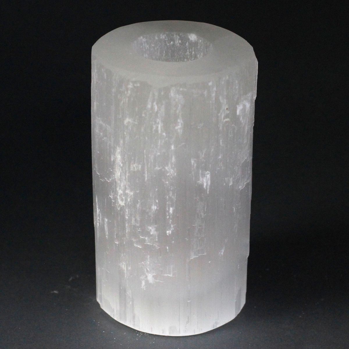 Candelabro de selenita cilíndrico - 15 cm