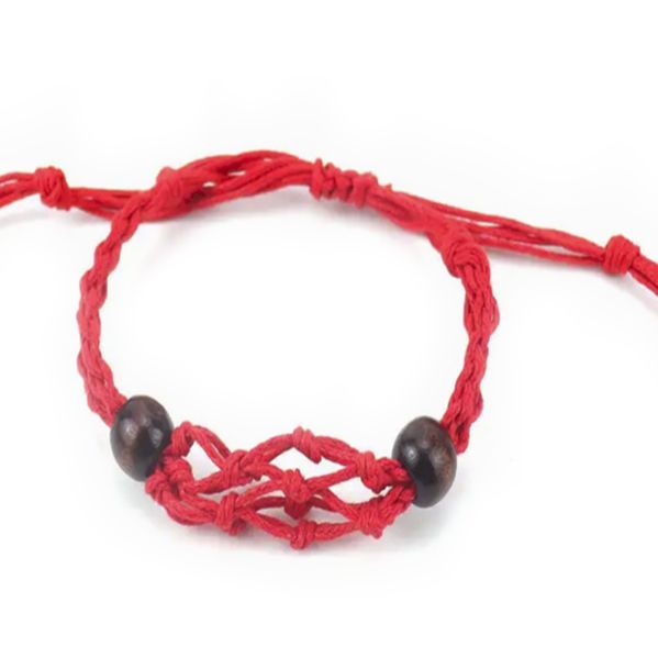 Pulseira de macramé para pedras preciosas 20-28 cm - Vermelho