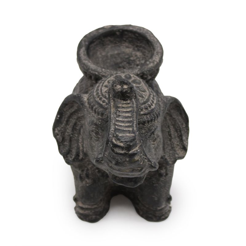 Brûleur d'Encens & Bougeoir Éléphant (Noir Antique)