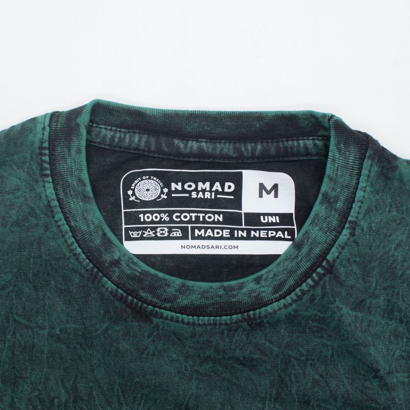 Nomad Sari Camiseta de algodón lavado a piedra - Árbol de la Vida - Verde - Mediano