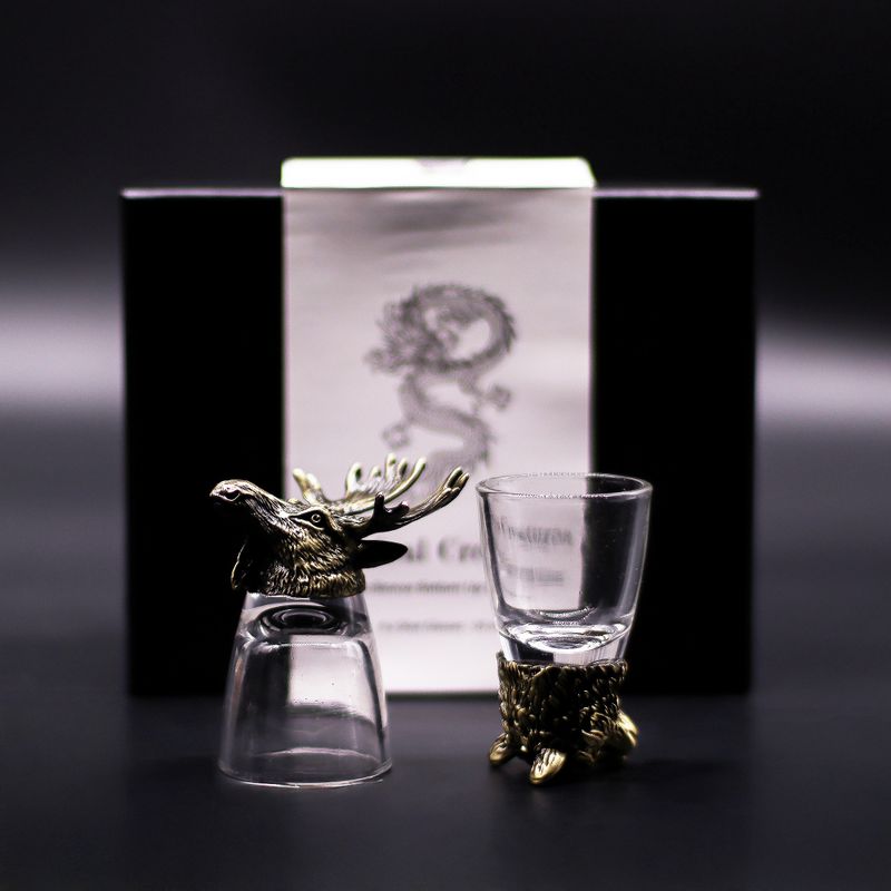 Gift Set of 6 Bottom Up Shot Glasses (50ml) - Wild Forest Creatures